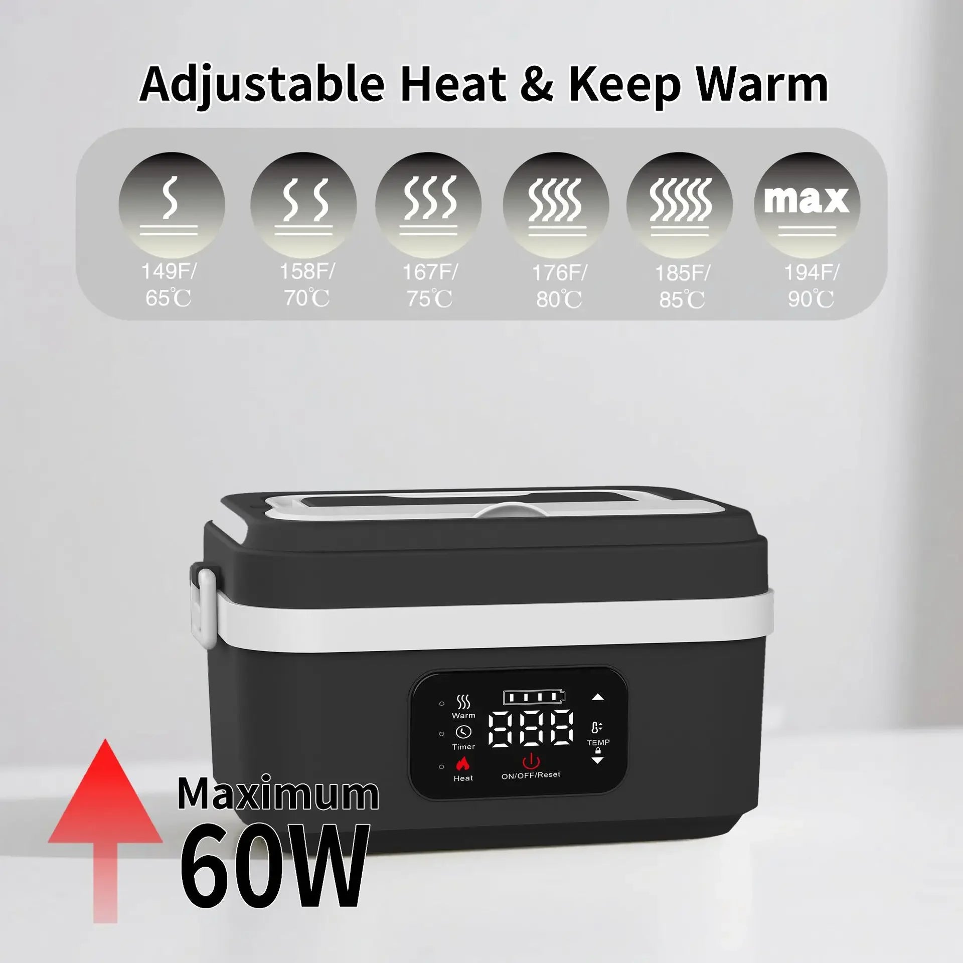 Portable 8000mAh Heated Lunch Box with Smart Food Warming for Work School or Travel