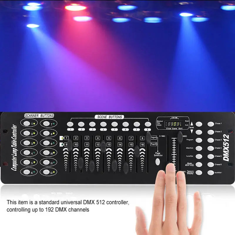 192-Channel DMX Controller Console for Stage and DJ Lighting