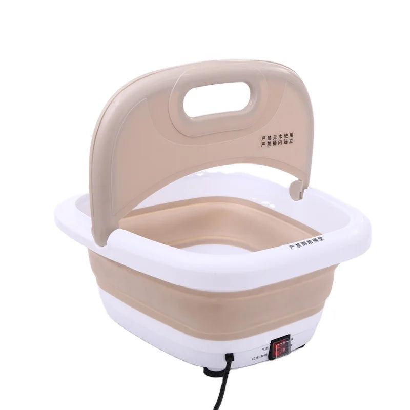 Brown Infrared Foot Bath Massager with Bubbles and Foldable Tub