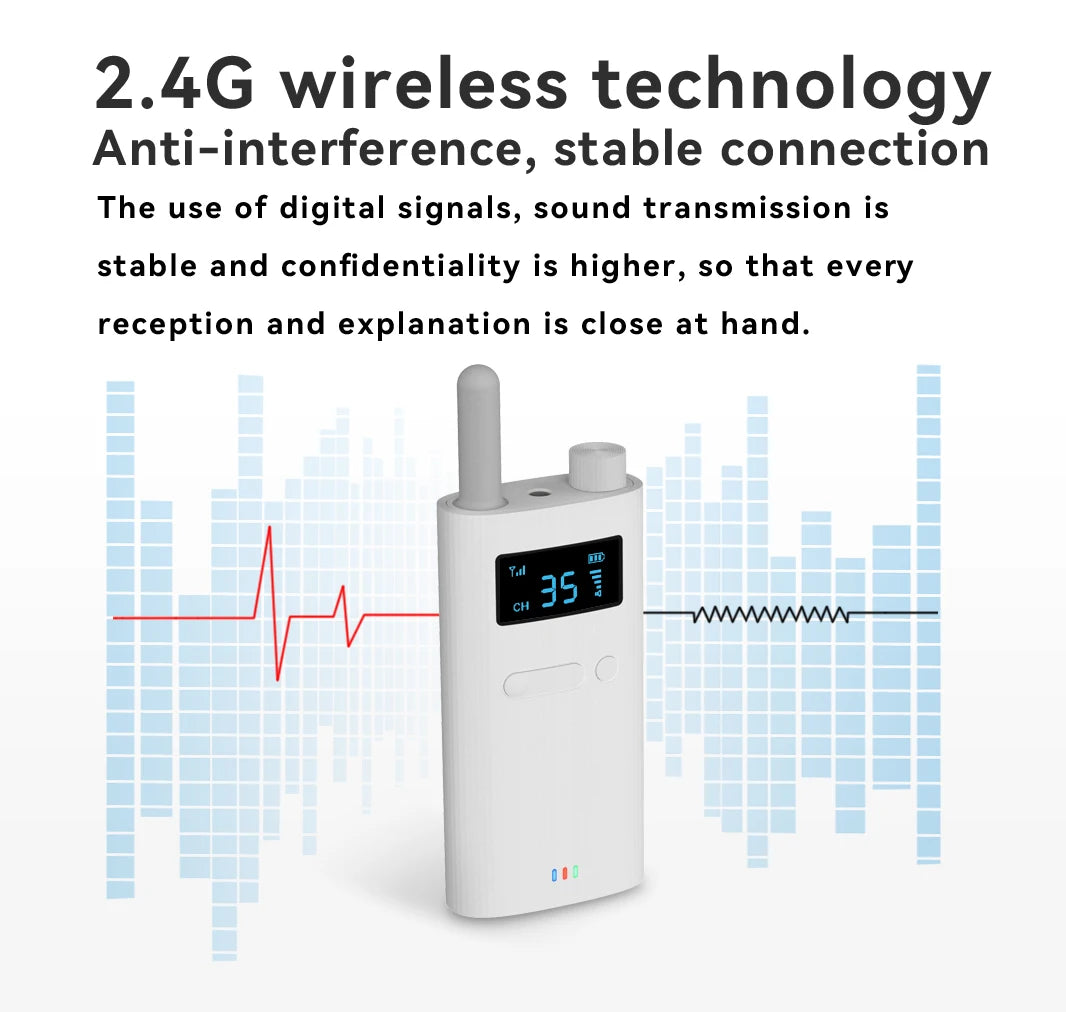 11-Person Wireless Tour Guide System 1TX 10RX Portable Audio