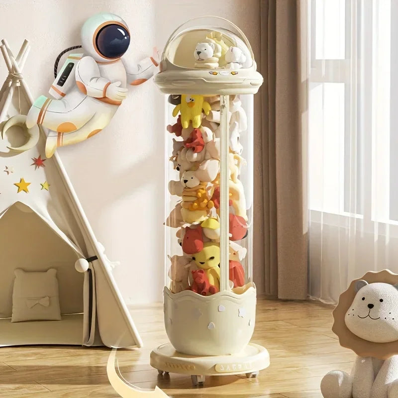 172cm Transparent Doll Storage Bin with LED & Wheels