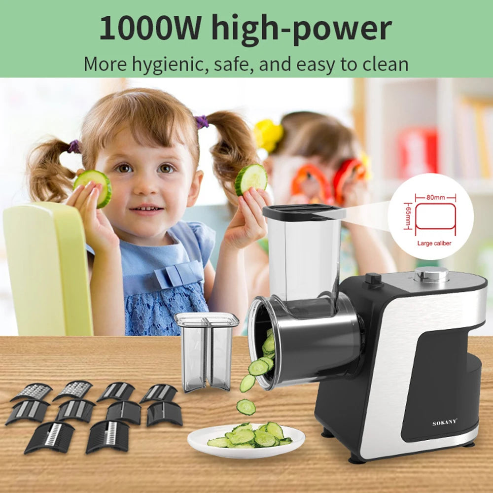 Black 5-in-1 1000W Electric Food Processor AU Plug Chopper, Slicer, Dicer, Mixer & Meat Grinder
