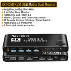 2-Port USB HDMI KVM Switch for 2 Monitors and PCs