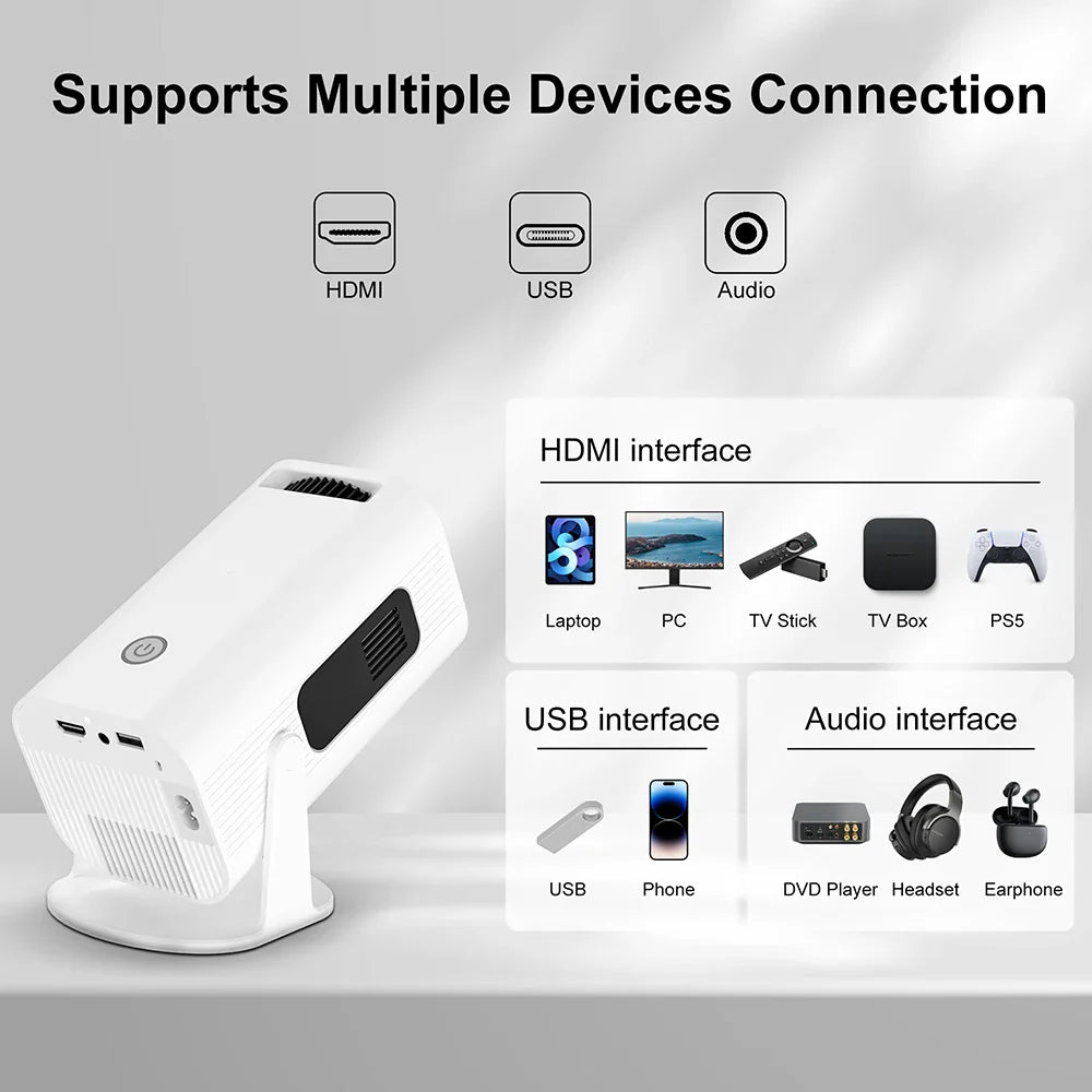 Mini Home Projector P330 Android 1080P, WiFi6, 4K Compatible