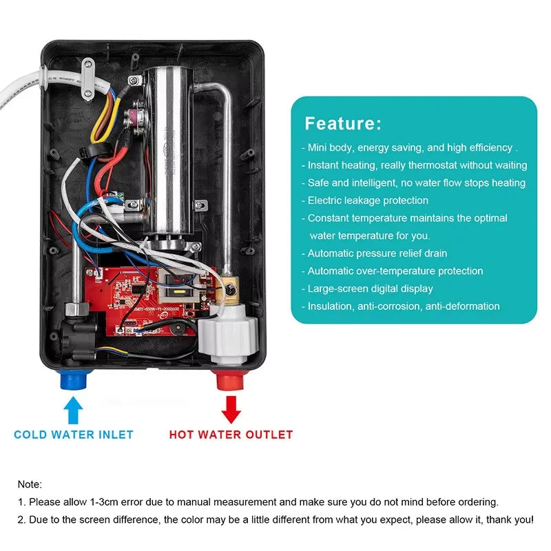 Wall-Mounted 6500W Electric Water System Instant Hot Water for Bathroom or Kitchen Use