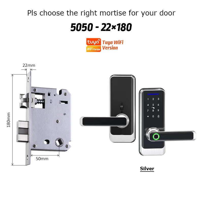 Electronic WiFi Smart Lock with Fingerprint, Code & Card Access – Fits Wooden & Steel Doors