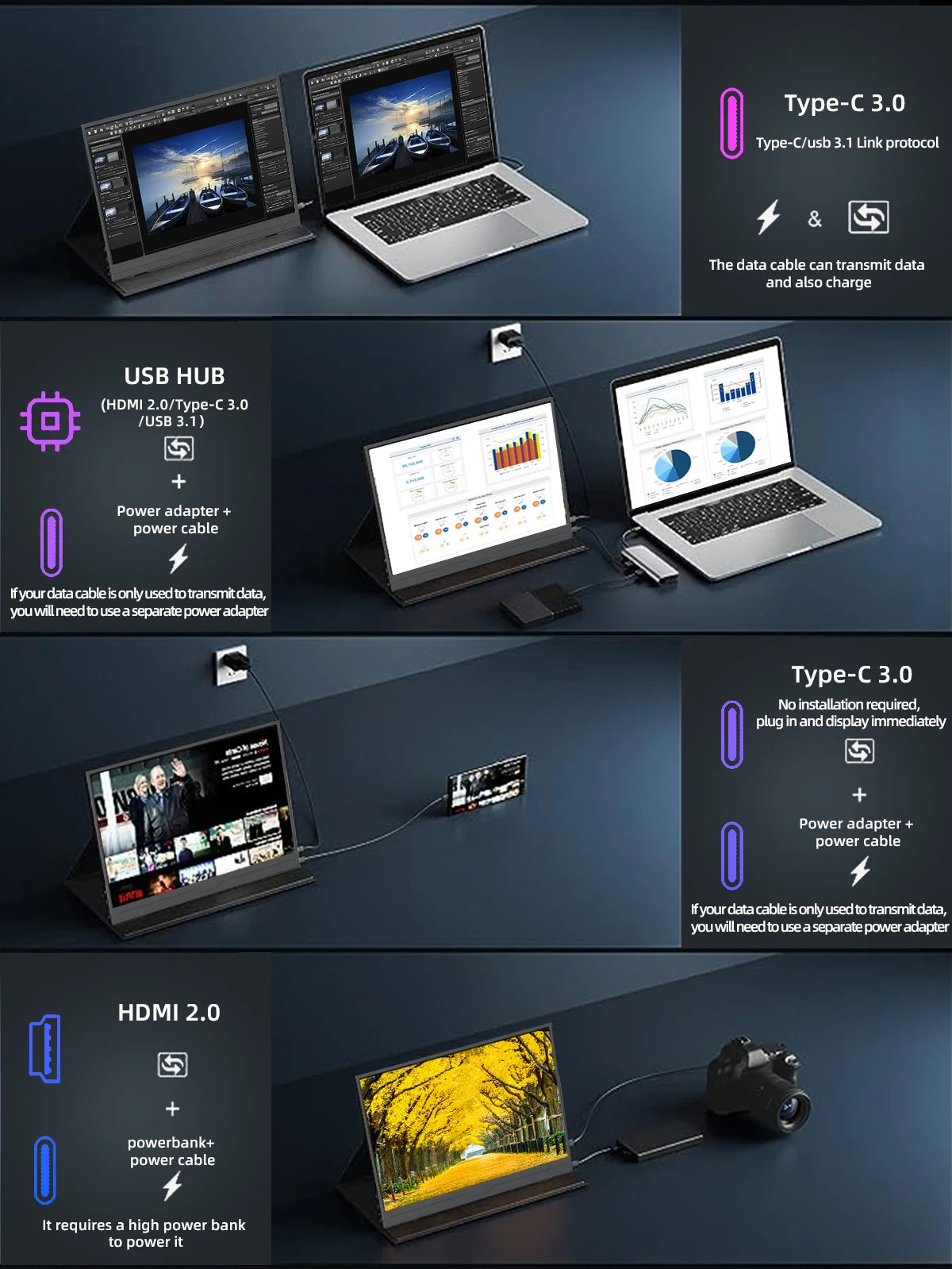 14" 2K Portable Touchscreen Monitor with HDR, Type-C & Mini HDMI