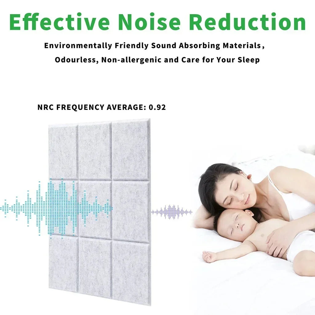 12pcs Self-Adhesive Acoustic Wall Panels Square Soundproof Foam Tiles, Gray