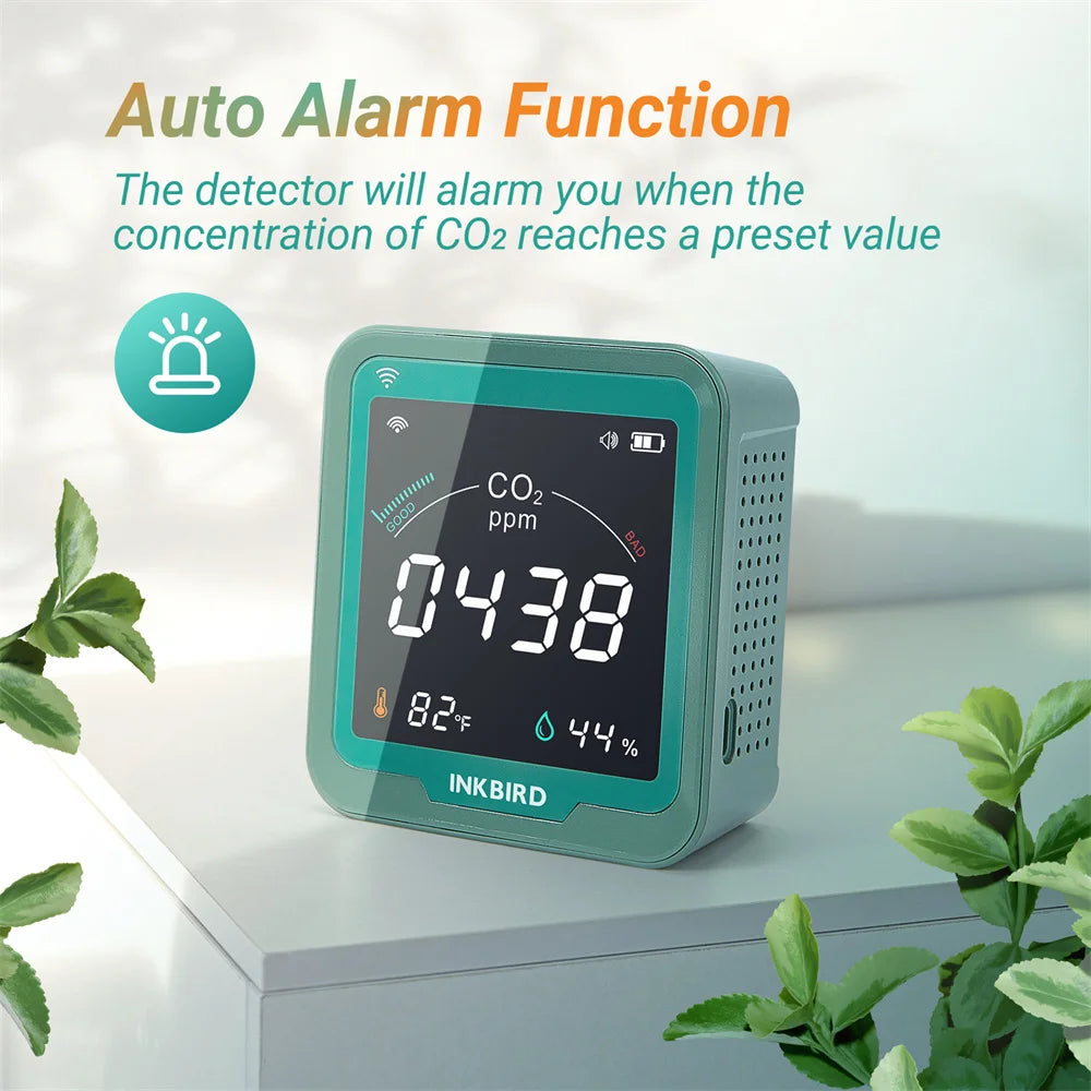 Portable Wireless CO2 Meter with App, Temp & Humidity Monitor – For Home, Car, Greenhouse Use