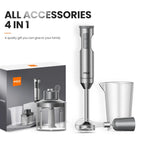 1000W 4-in-1 Immersion Blender Silver Gray Hand Mixer with Beaker, Chopper & Whisk AU Plug
