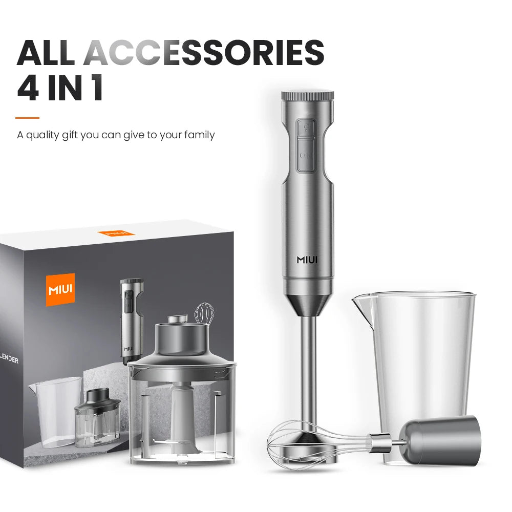 1000W 4-in-1 Immersion Blender Silver Gray Hand Mixer with Beaker, Chopper & Whisk AU Plug