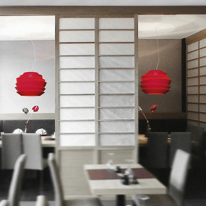 Hanging Metal Pendant Lamp for Kitchen or Studio Red Dia63cm