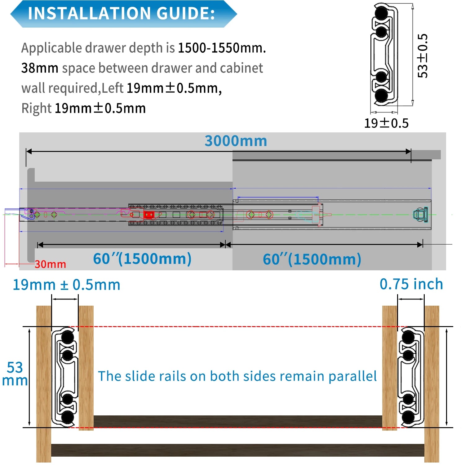 10" Industrial Drawer Runners with Lock, 120kg Capacity, Full Extension