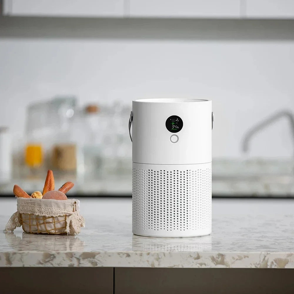 Rechargeable HEPA Air Purifier White Portable, 10000mAh Battery, Low Noise, for Rooms or Travel