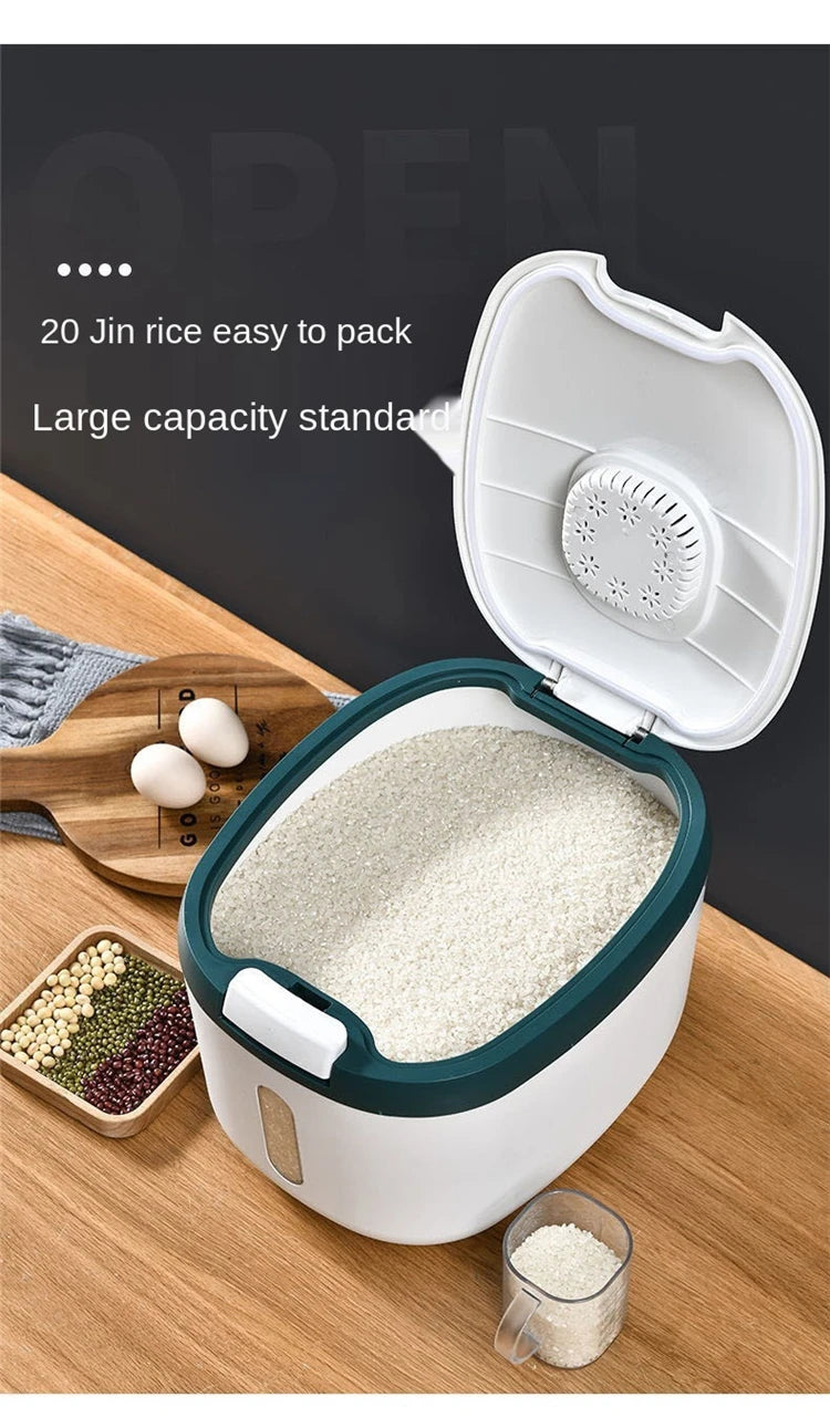 10KG Airtight Kitchen Storage Container with Measuring Cup – Moisture & Insect Proof