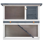 Wooden Outdoor Rabbit Hutch with Ramp & Pull-Out Tray – Grey 90x45x80cm