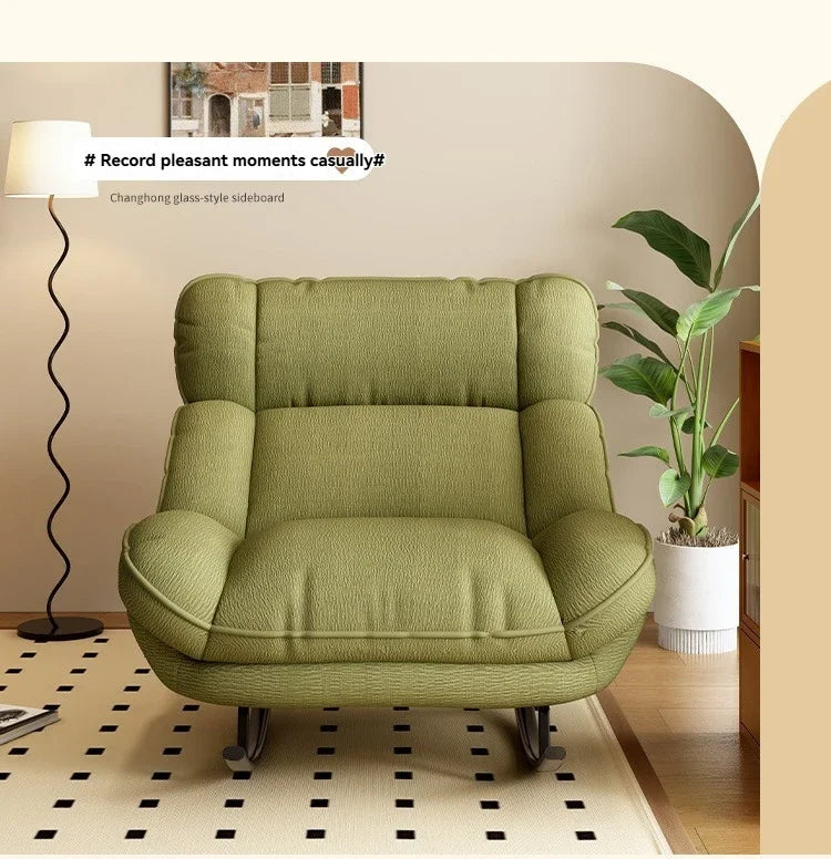 Portable Rocking Lounge Chair – Modern Reclining Indoor/Outdoor Leisure Seat (Matcha Green)