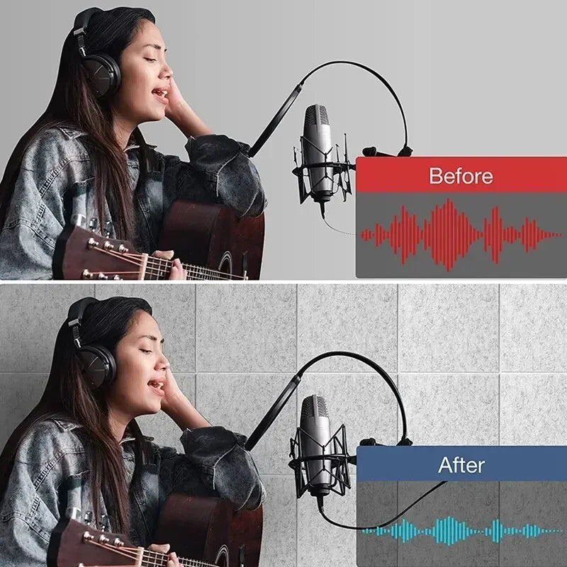 12pcs Self-Adhesive Acoustic Wall Panels, Soundproof Foam Tiles, White