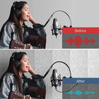 12pcs Self-Adhesive Acoustic Wall Panels Square Soundproof Foam Tiles, Gray