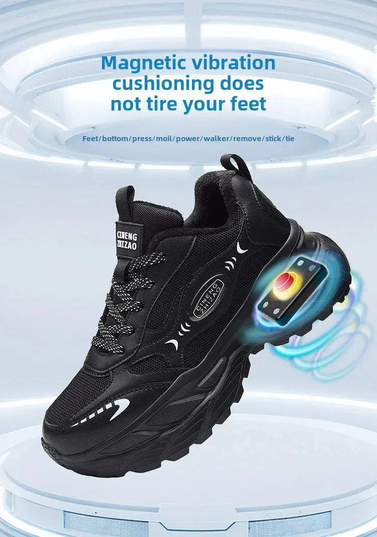 42-Silver Grey Warm Sports Shoes with Electric Massage & Vibration