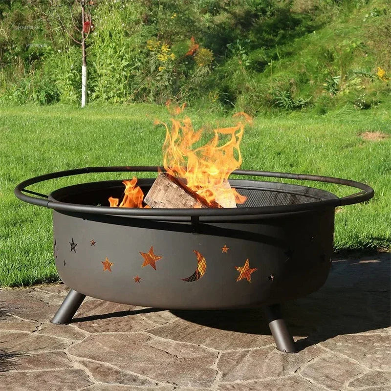 Multi-Purpose Outdoor Fireplace Stove for Wood or Charcoal with BBQ Cooking Rack