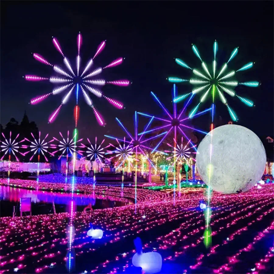 2.5M LED Starburst Firework Garland Smart RGB Lights with 18 Modes for Indoor/Outdoor Use