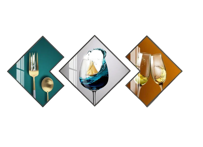 Decorative Canvas Wall Art Prints Modern Style Triptych for Living Room or Dining Space