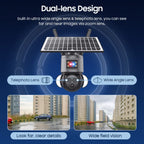 Outdoor Solar PTZ Security Camera 4K 8MP, Dual Lens, 12X Zoom, Night Vision, WiFi/4G Wireless