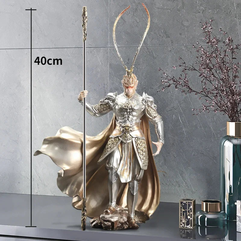 40cm Desktop Monkey King Ornament – Chinese Resin Decoration