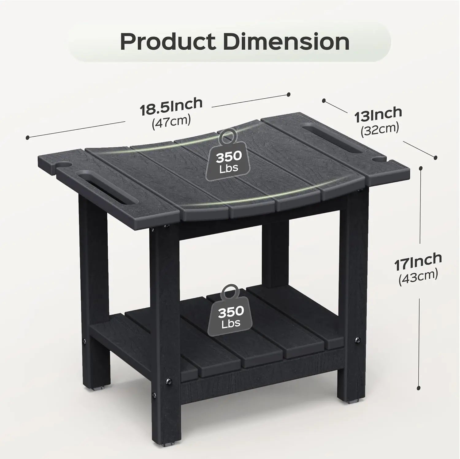 Bathroom Shower Seat 18.5" with Non-Slip Feet & Shower Head Holder Supports 350lbs