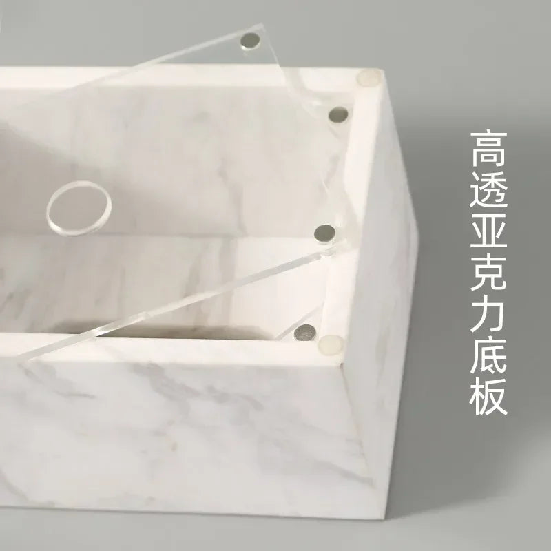 Modern Black White Marble Tissue Box Small Elegant Home Accent