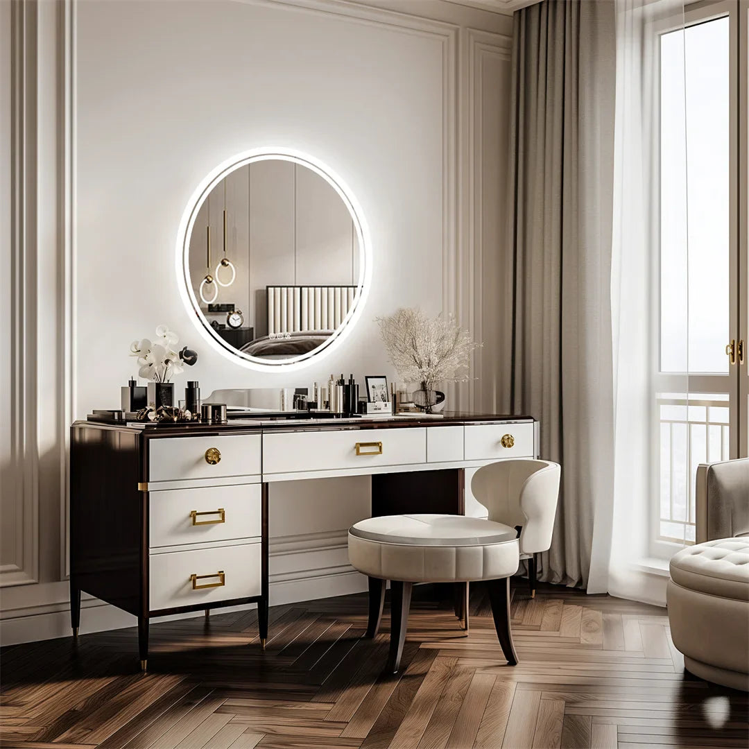 Smart Round LED Bathroom Mirror 60cm with Touch Control & Waterproof Design
