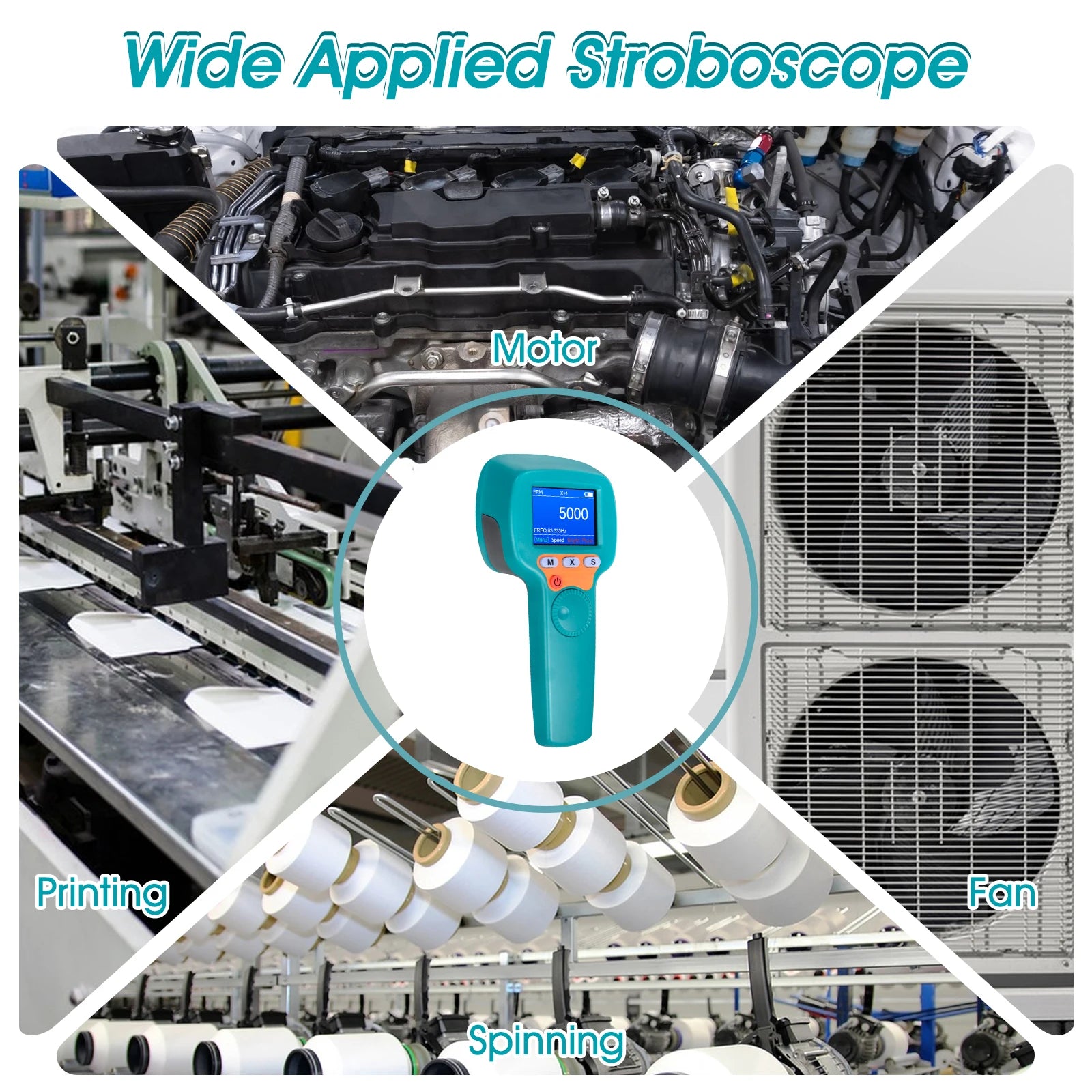 Rechargeable Stroboscope Tachometer with 8-Hour Battery Life