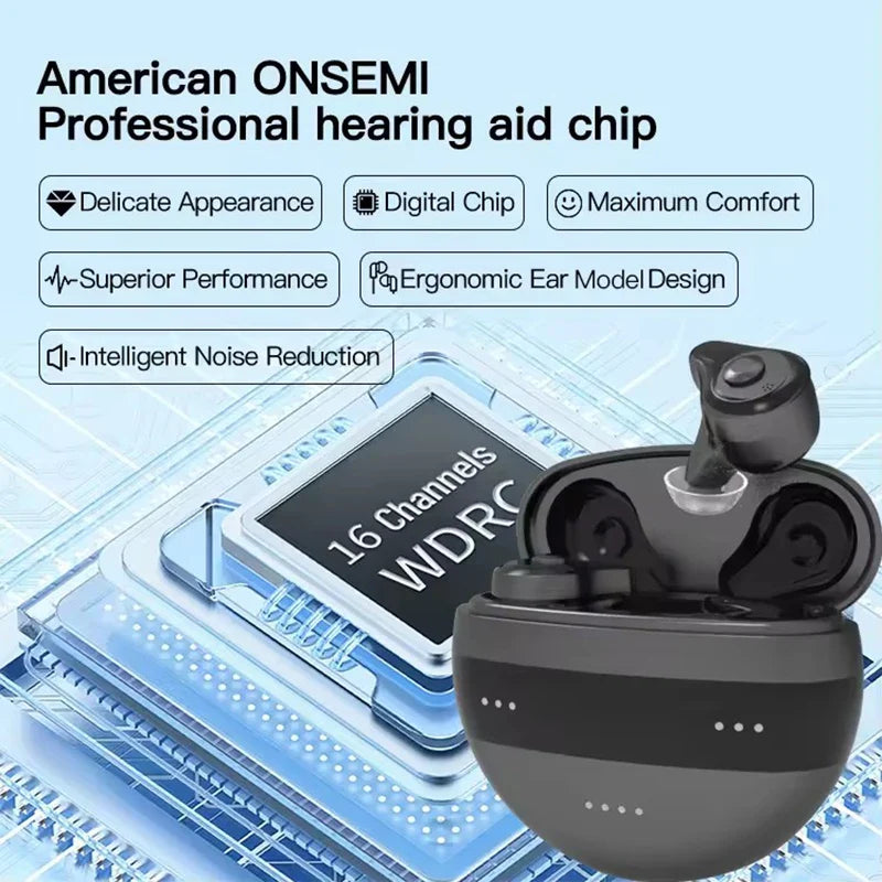 Rechargeable Bluetooth Hearing Aid with Noise Cancellation