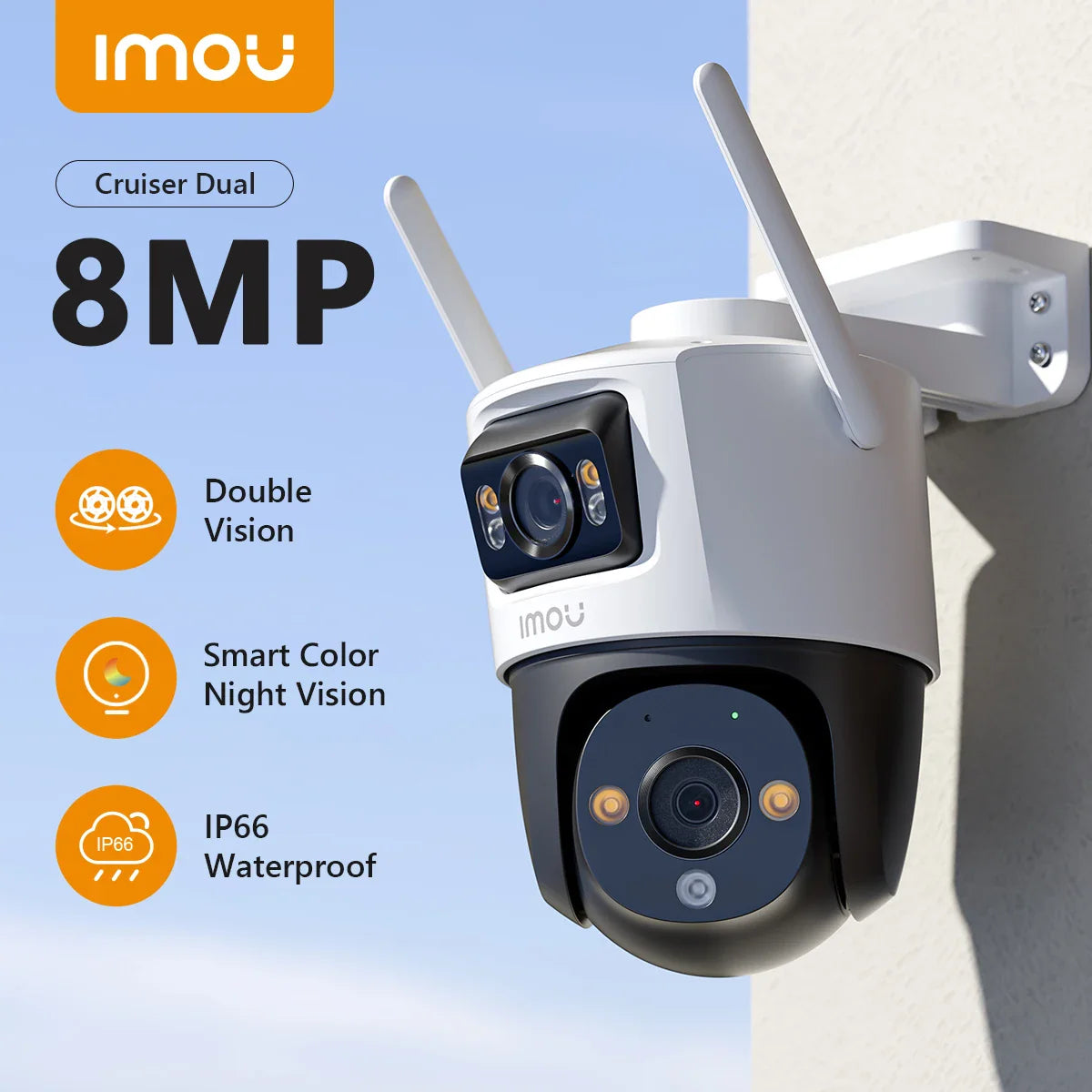 8MP Dual Lens Outdoor WiFi Camera with Night Vision