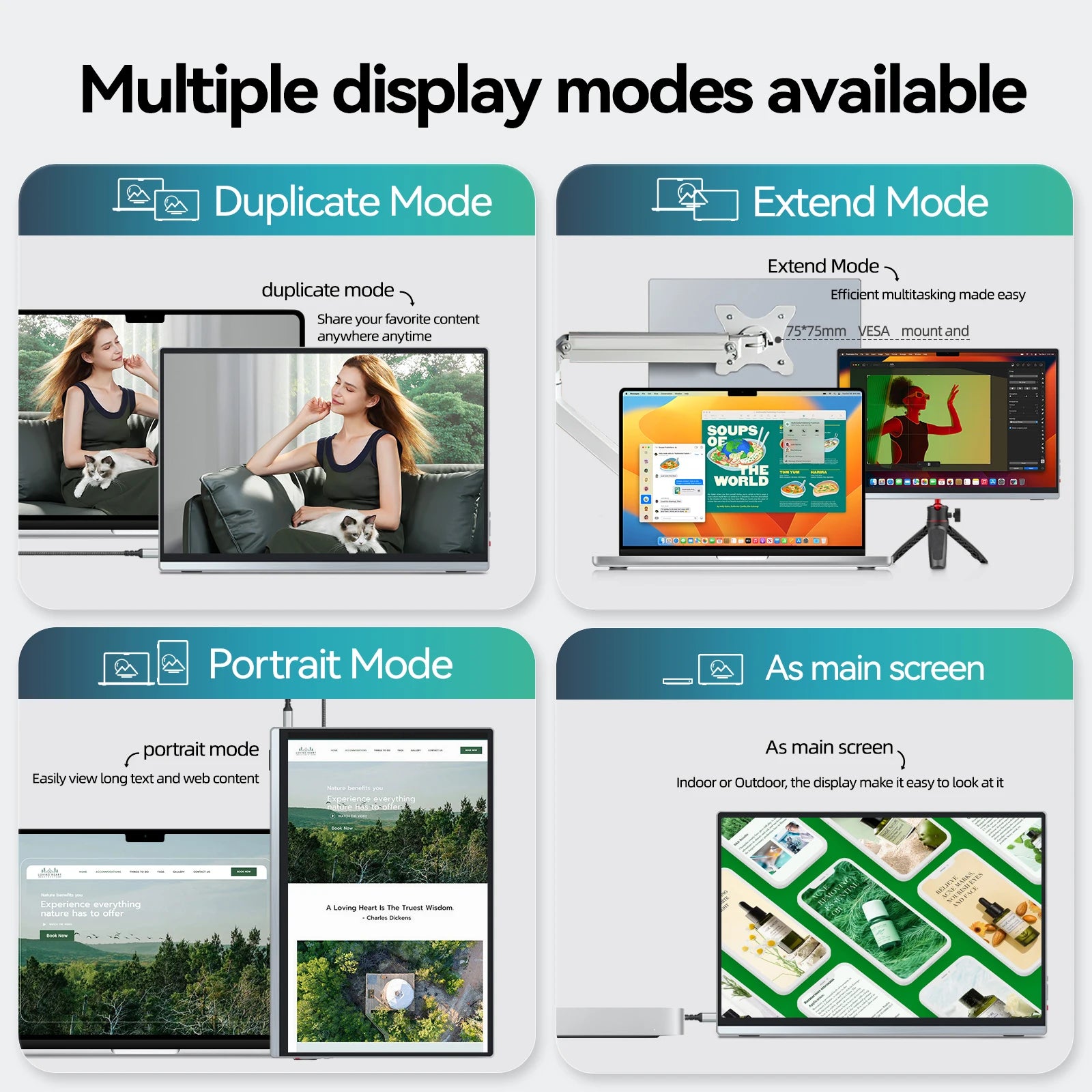 13.4 Inch 4K Touchscreen Portable Monitor 500nits