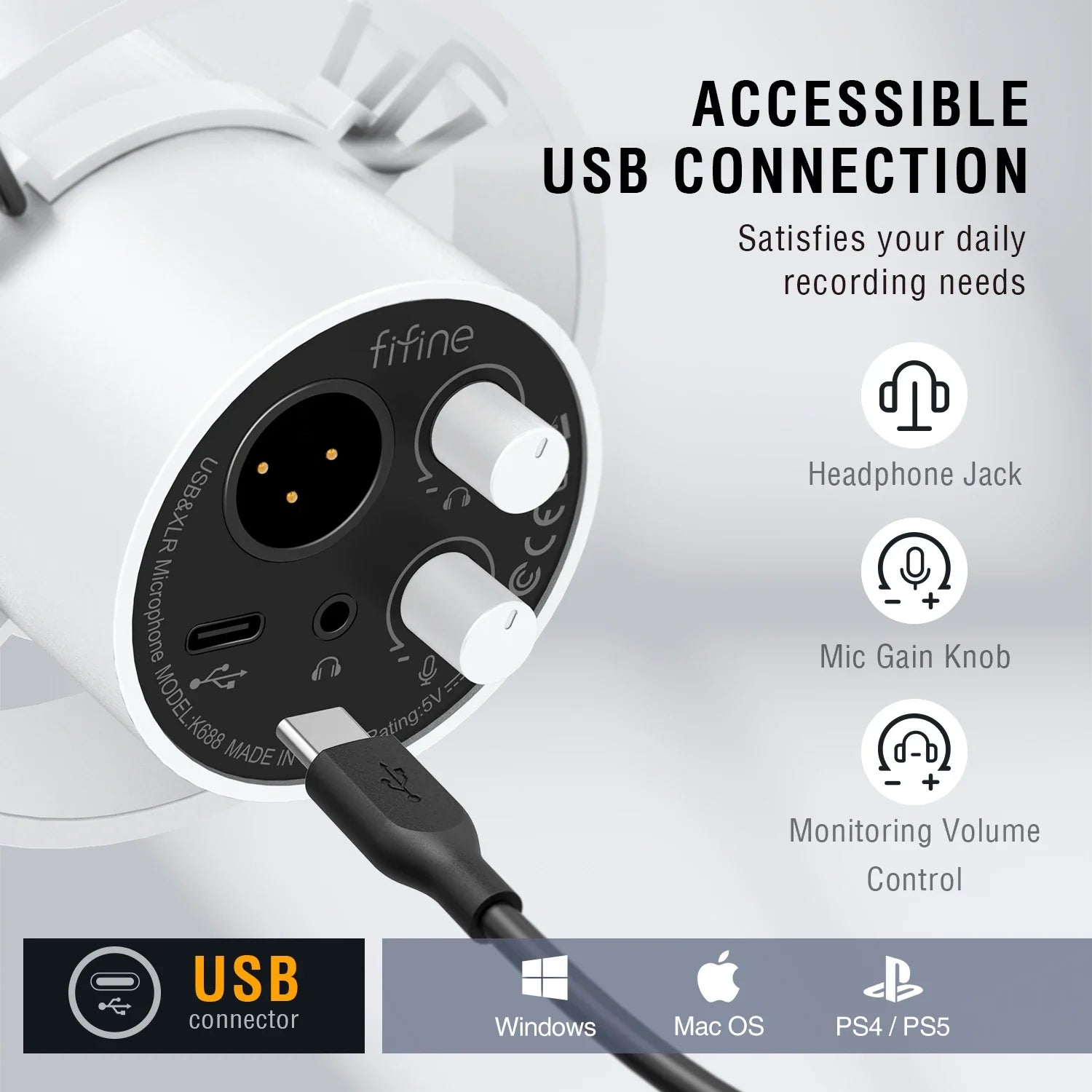 Cardioid Dynamic Mic for Home Studio with USB-C & XLR K688P