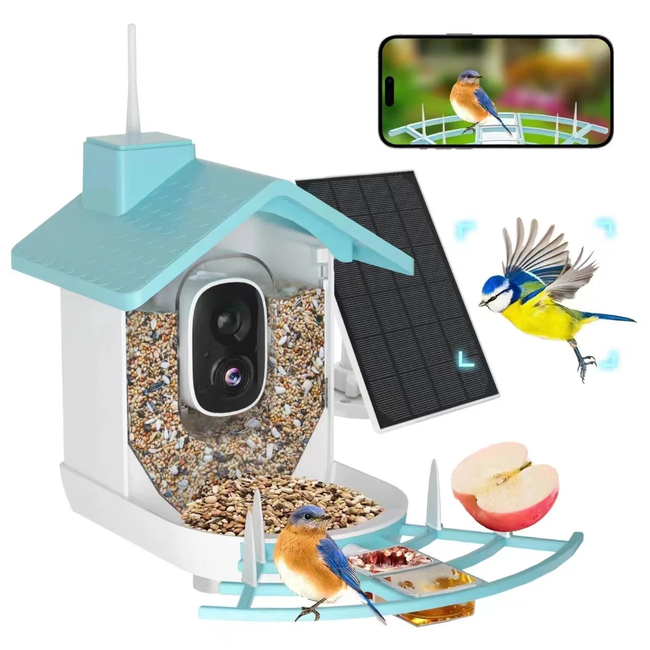 Solar Powered Smart Bird Feeder with HD Camera & Wi-Fi App Connectivity