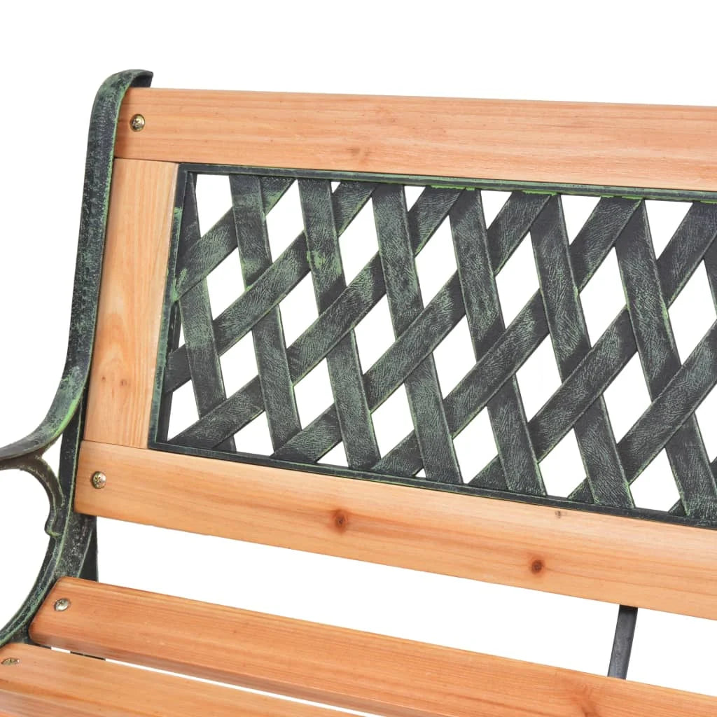 Outdoor Garden Bench 122cm – Wooden Seat with Decorative Iron Frame