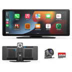 10.26" Portable Wireless CarPlay & Android Auto Screen with Touch Display Dual Camera 64G Card