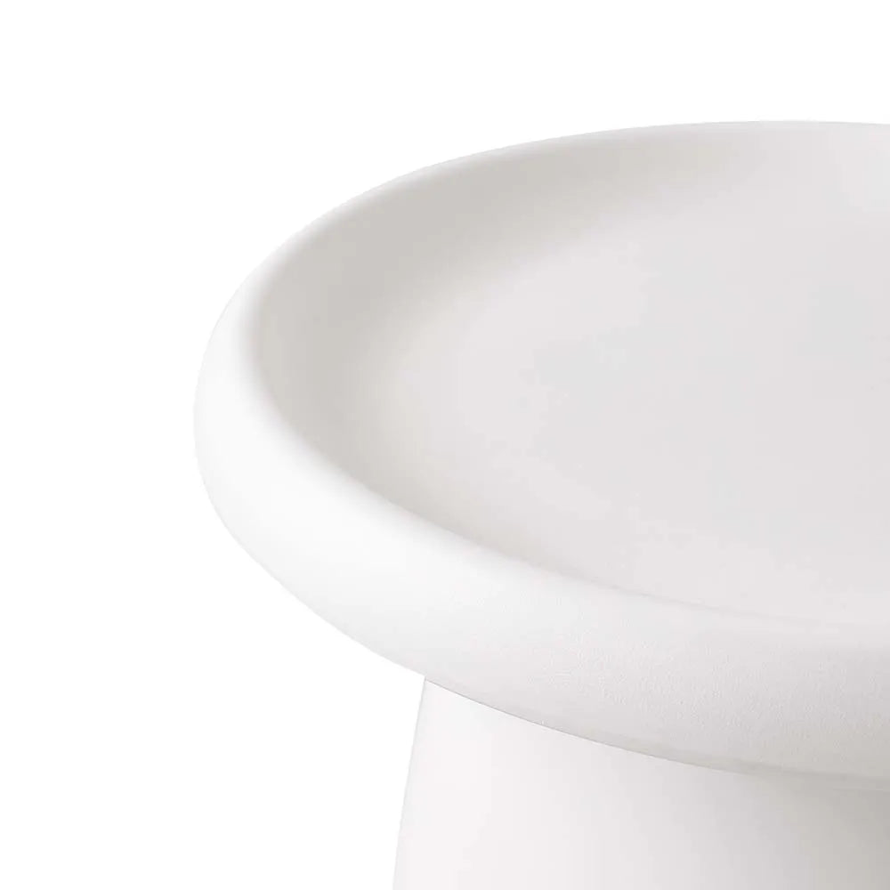 50cm Round Mushroom Coffee Table – White, Modern Pedestal Side Table