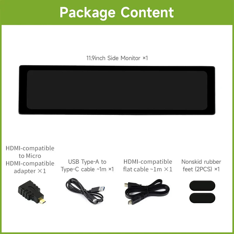 11.9" IPS No Touchscreen LCD Monitor with Hi-Fi Speaker & HDMI