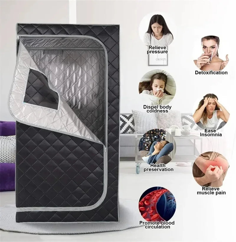 Home Spa Steam Sauna Kit with Dual Accessories Black
