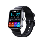 Fitness Smart Watch with Body Temp & Blood Pressure – Black Silicone Strap