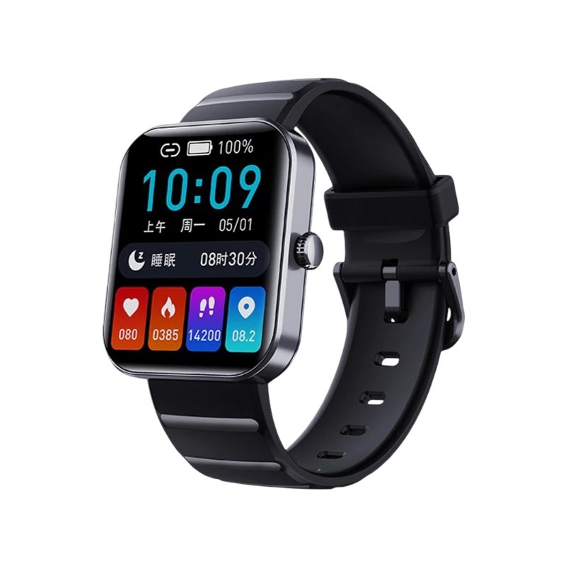 Fitness Smart Watch with Body Temp & Blood Pressure – Black Steel Strip