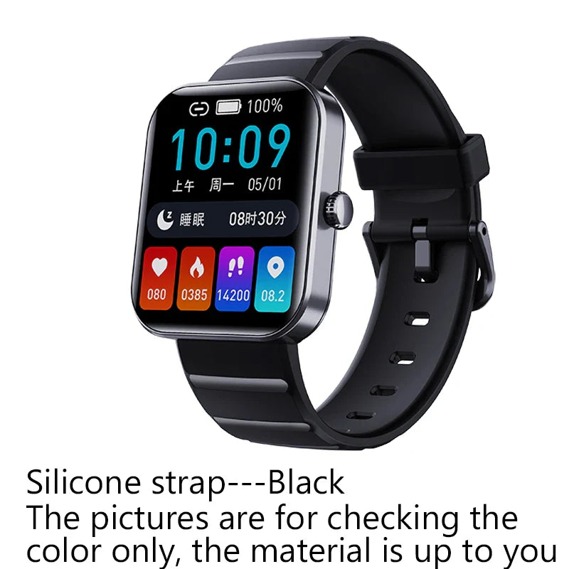 Fitness Smart Watch with Body Temp & Blood Pressure – Black Steel Strip