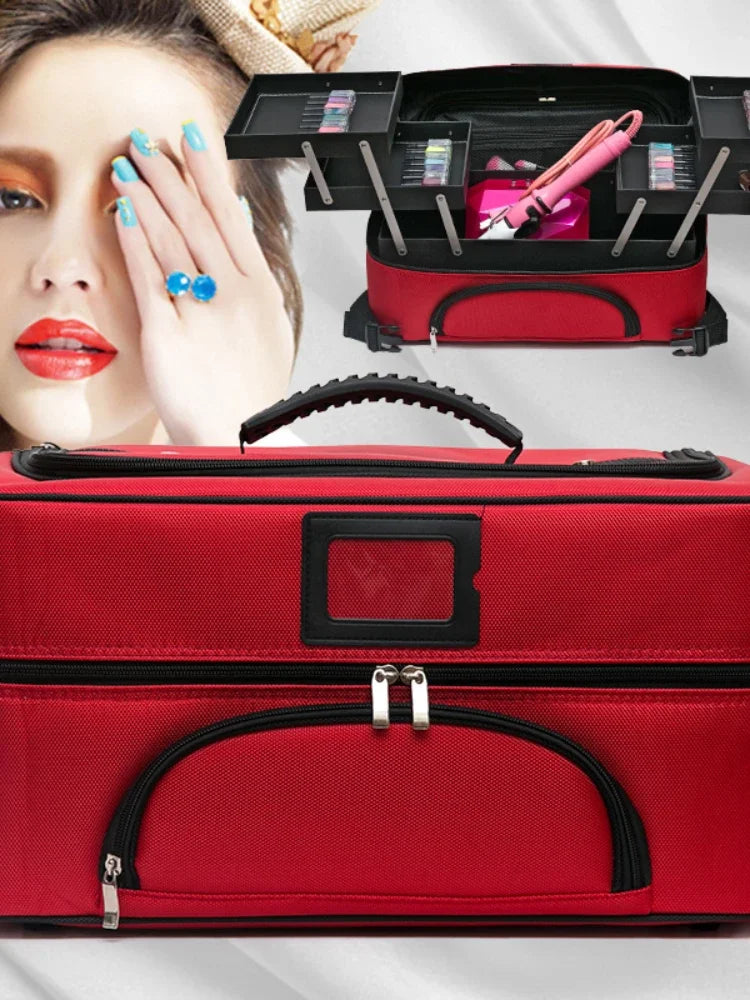 Large Capacity Travel Makeup Bag with Multiple Storage Layers