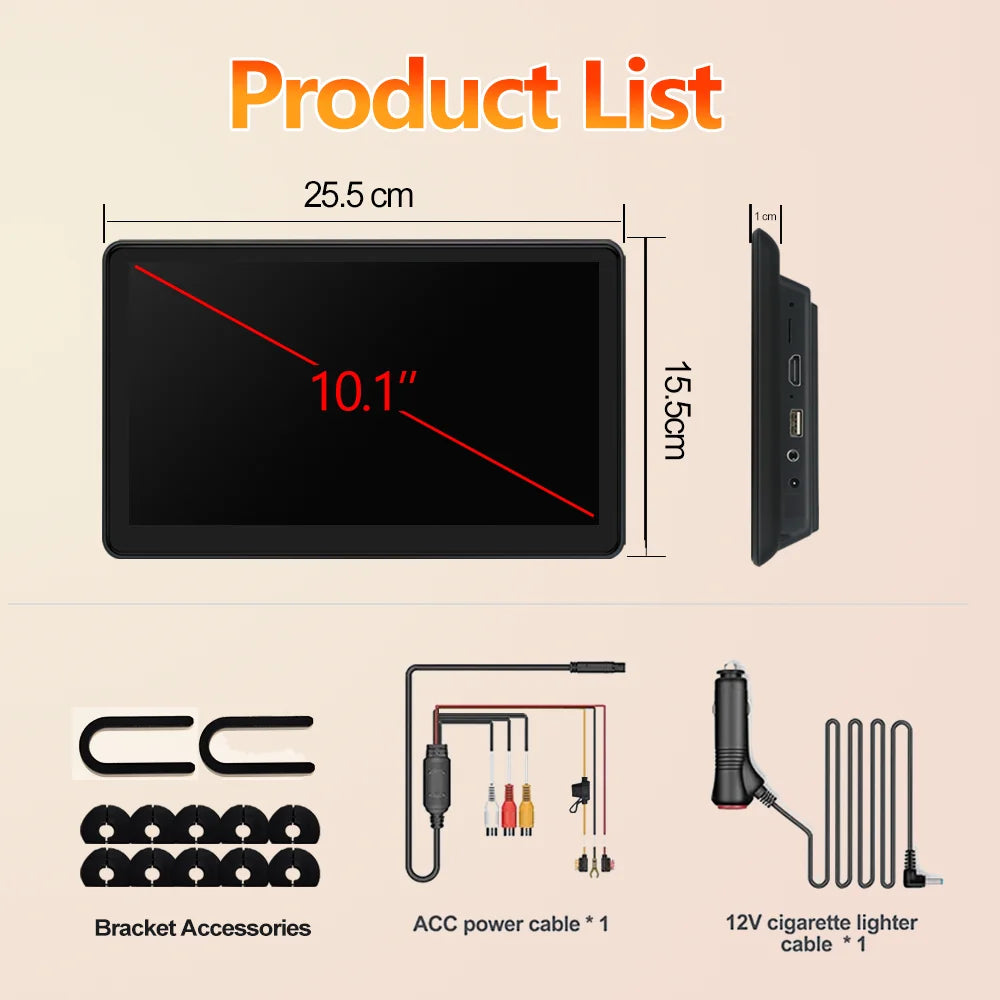 10.1in Android 13 Car Headrest Monitor with CarPlay 32GB