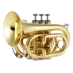 Mini Pocket Trumpet Bb Flat Brass Wind Instrument - Gold