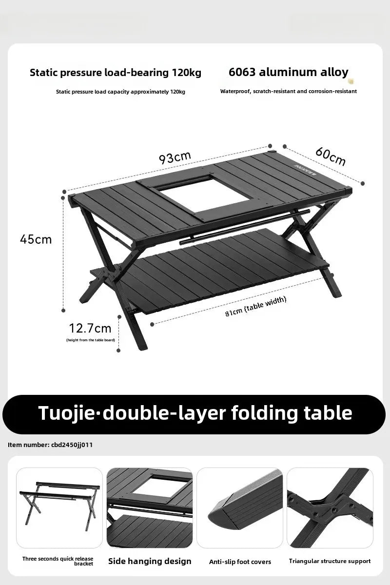 Outdoor Folding Double-Layer Picnic Table – Compact & Durable